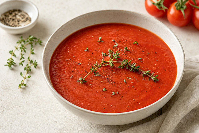 Vollwert · Tomaten-Gemüse-Suppe mit Kräutern