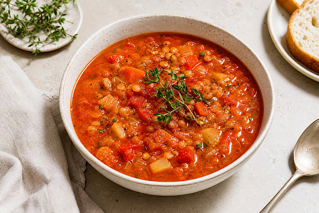 Vollwert · Tomaten-Linsen-Suppe