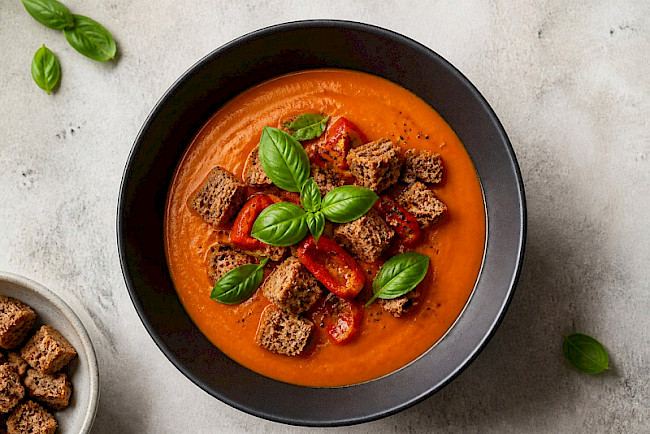 Tomatensuppe mit Vollkorn-Croutons