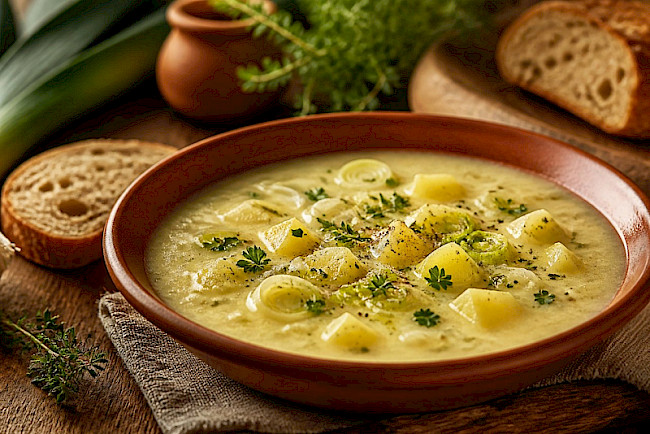 Käse-Lauch-Suppe mit Kartoffeln (vegetarisch)