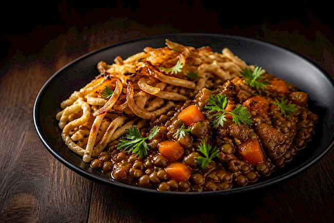 Schwäbische Linsen mit Vollkornspätzle