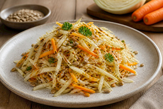 Krautsalat mit Kümmel und Möhre