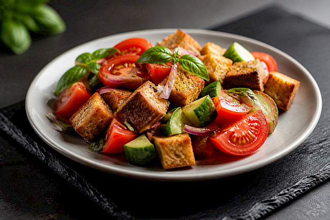 Brotsalat (Panzanella) mit Vollkornbrot