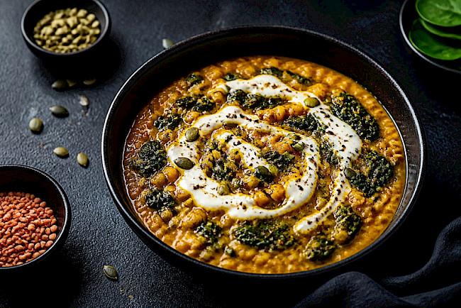 61. Linsen-Spinat-Curry mit Joghurt