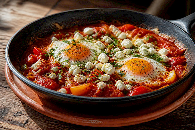 152. Gemüse-Shakshuka mit Ei und Feta