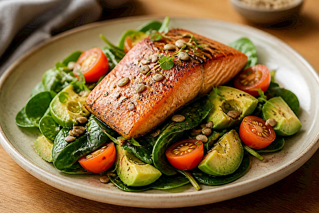 188. Lachs-Spinat-Salat mit Avocado