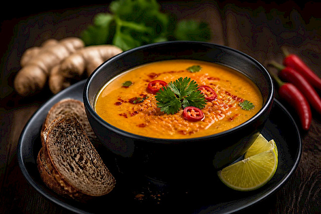 218. Thai-Linsensuppe mit Kokos und Ingwer
