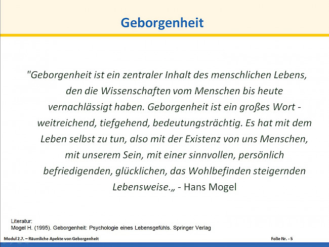 L16 Räumliche Aspekte von Geborgenheit