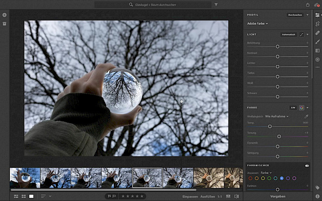 Glaskugel + kahler Baum: Nachbearbeitung