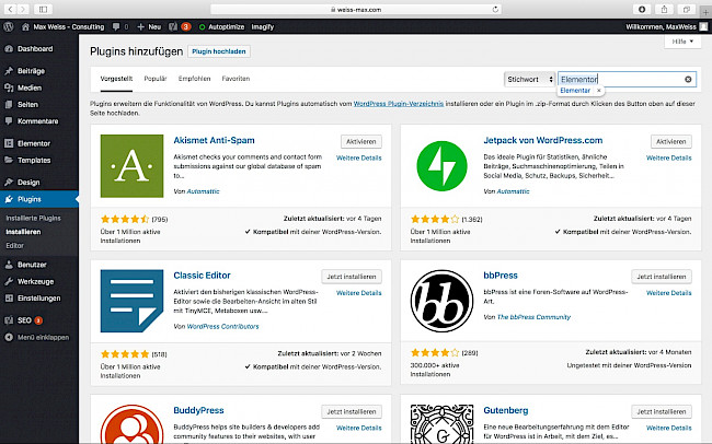 Landingpage mit Elementor