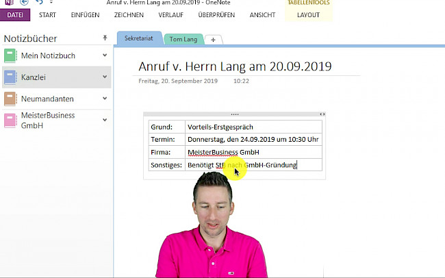 Potentielles Neumandat MeisterBusiness GmbH ruft an