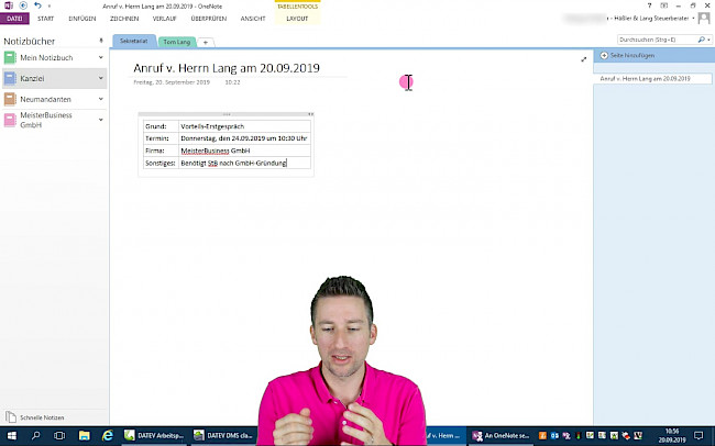 Gesprächsnotizen an Verantwortlichen weiterleiten