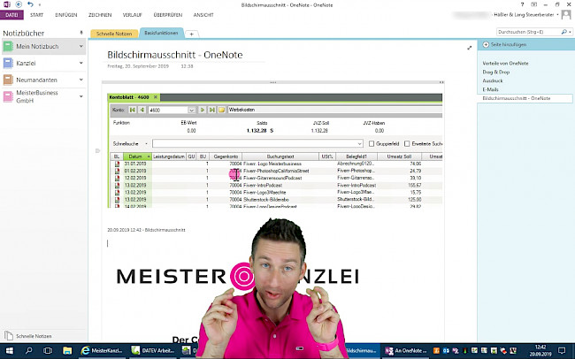Bildschirmausschnitt mit OneNote