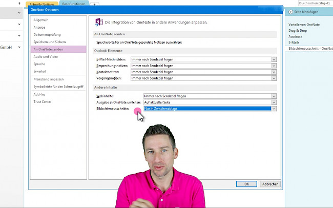 Bildschirmausschnitt Einstellungen