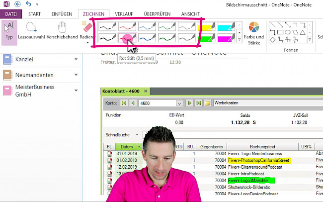 Die Stiftfunktion in OneNote