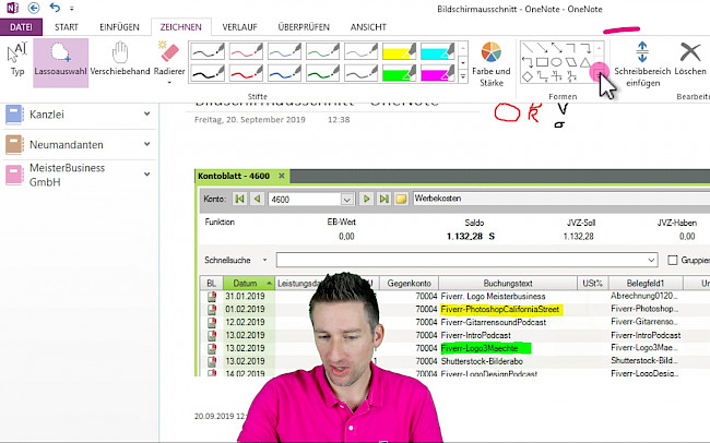 Schreibbereich einfügen