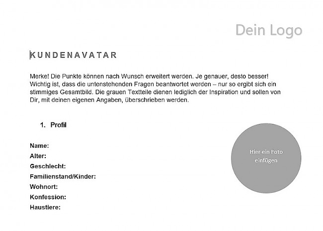 WORKSHEET - Dein Kundenavatar