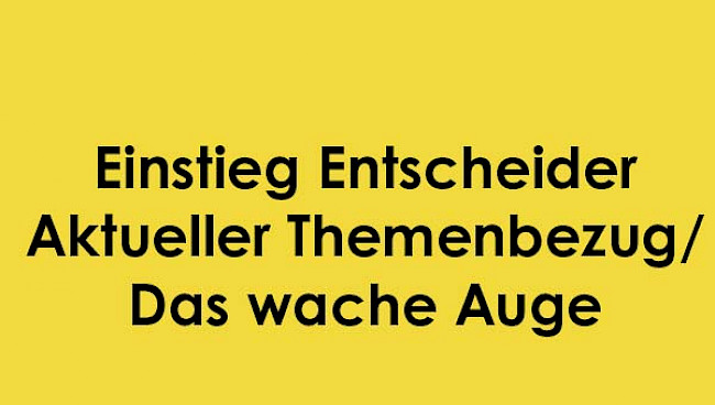 Einstieg Entscheider - Aktueller Themenbezug / das wache Auge