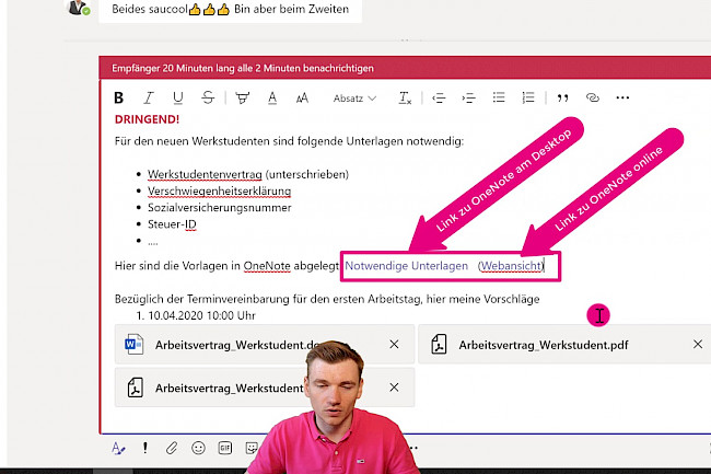 OneNote-Verlinkung im privaten Chat