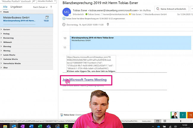 Externe Teilnehmer zur Besprechung einladen
