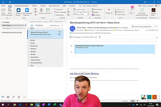 E-Mail Einladung zur Web-Teilnahme