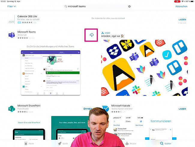 Microsoft Teams im AppStore herunterladen