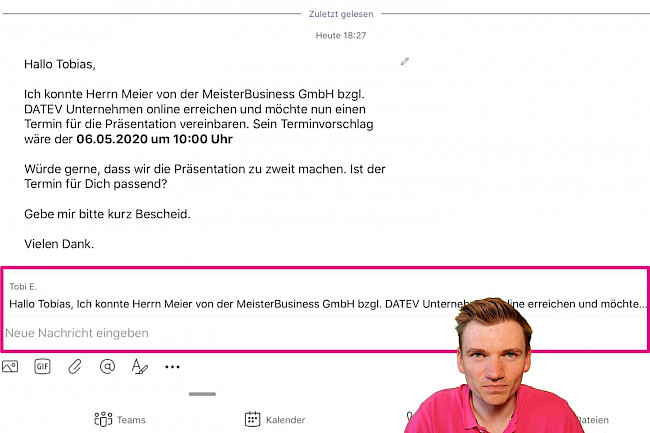 Direktes Antworten auf Nachrichten