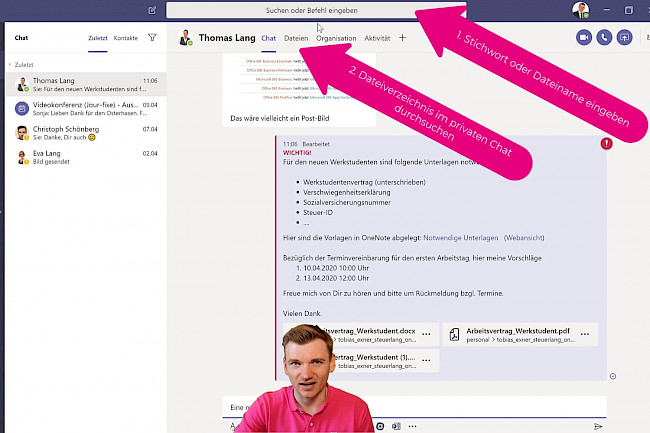 Dateien in einem Chat wiederfinden