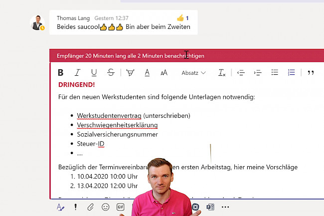 Nachrichtenkategorie: "Wichtig" & "Dringend"