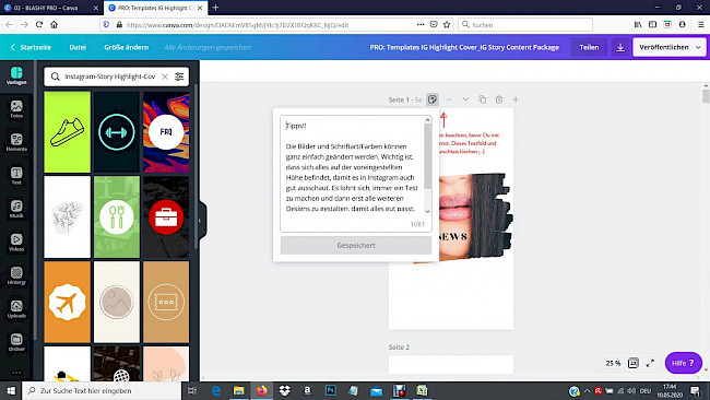 Video - Highlight Cover in Canva anpassen