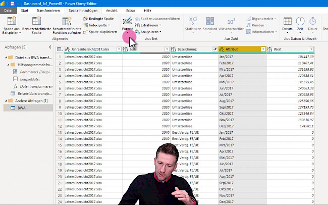 Daten aufbereiten Schritt 5 - Spalte "Monat" einfügen