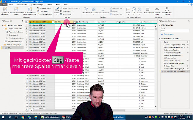 Daten aufbereiten Schritt 7 - Nicht benutzte Spalte entfernen