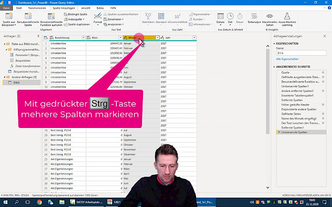 Daten aufbereiten Schritt 9 - Spalten zusammenführen