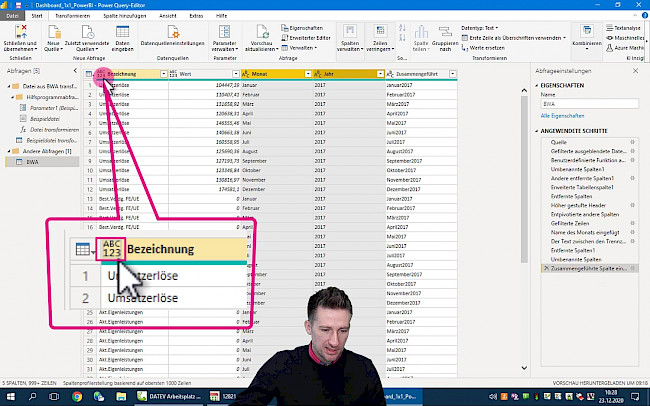 Daten aufbereiten Schritt 10 - Datentyp bestimmen