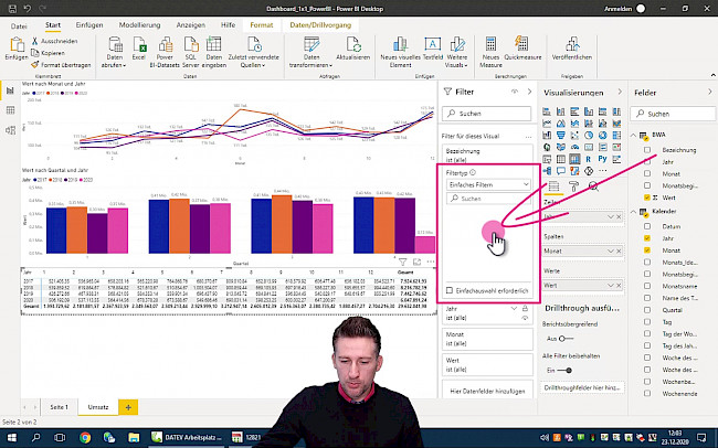Visualisierung: Umsatz als Matrixtabelle