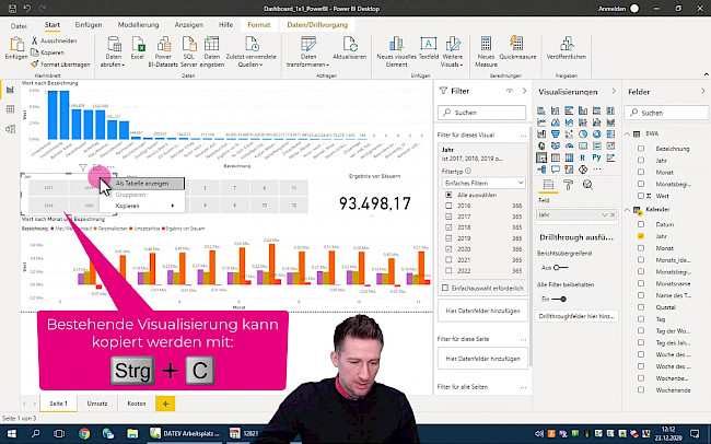 Neue Berichtsseite "Kosten"
