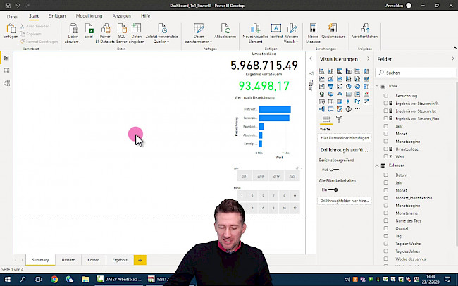 KPI-Übersicht als gruppiertes Säulendiagramm und Design ändern