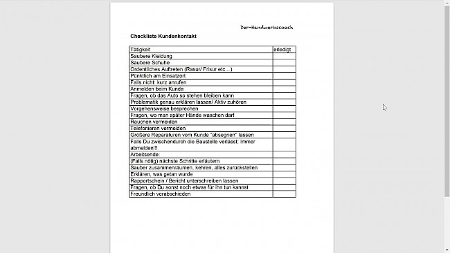 Erwartungshaltung bei Kundenkontakt festlegen (Checkliste)