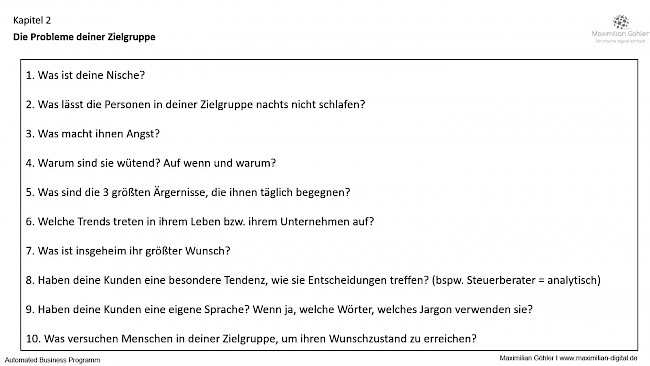 Dein Angebot: Zielgruppe