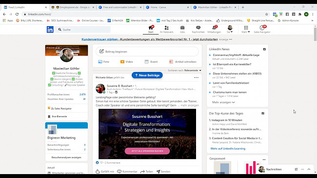 Filter und Nachrichten auf LinkedIn verwenden