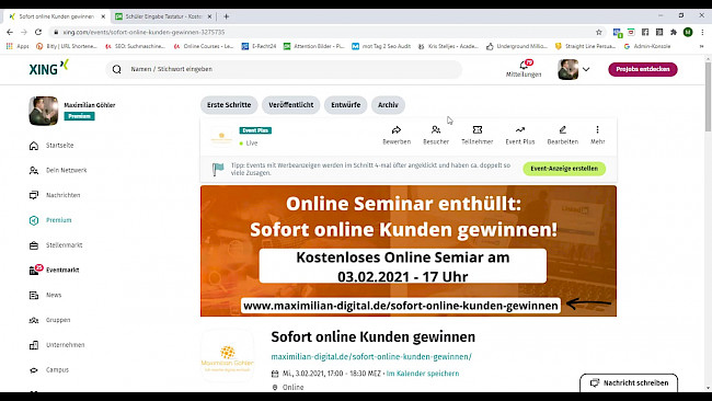 Xing: Events erstellen