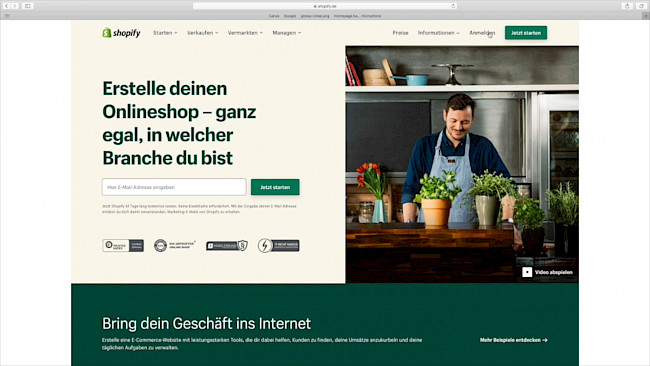 Shopify Konto anlegen