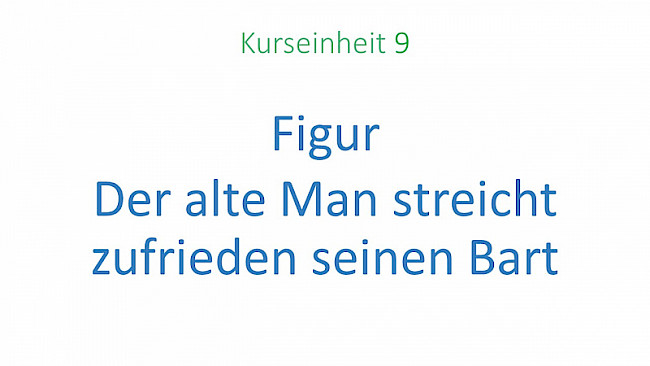 Beschreibung "Der alte Mann streicht zufrieden seinen Bart"