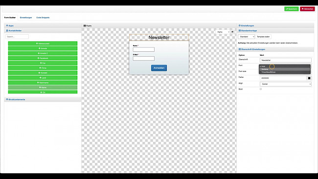 Kampagnenbuilder und Formulare