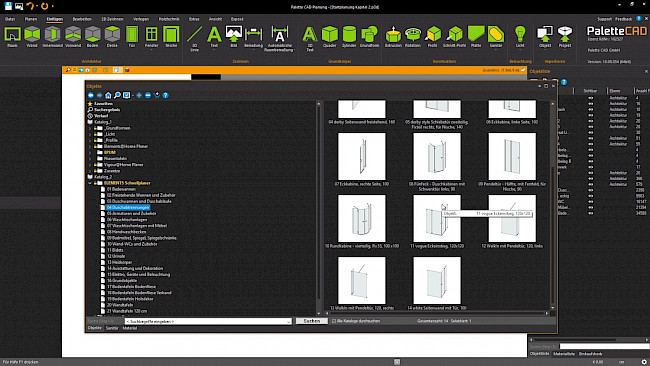 Duschabtrennung einfügen und maßlich anpassen