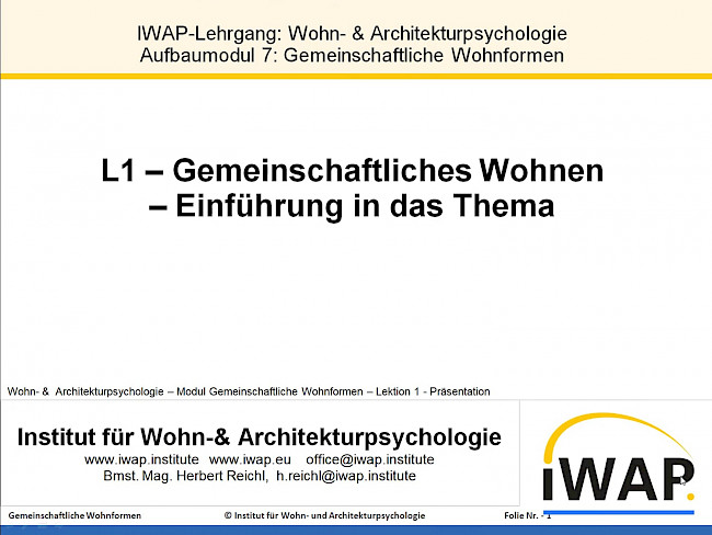L1 Gemeinschaftliches Wohnen - Einführung in das Thema