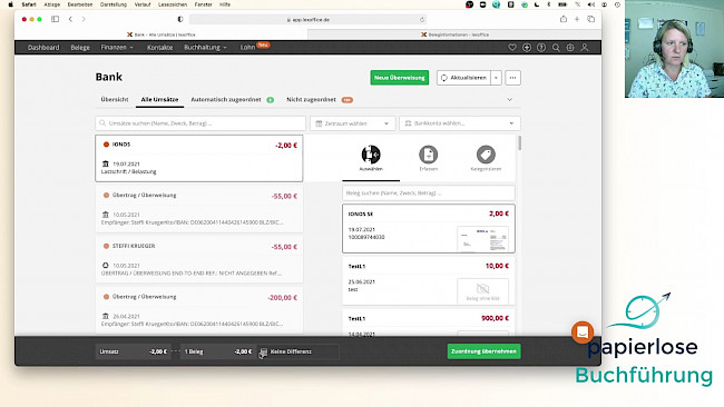 Eingangsrechnung der Bank zuordnen