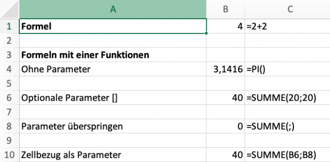 Formeln & Funktionen