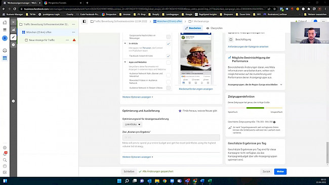 Einstellungen Werbeanzeigenebene