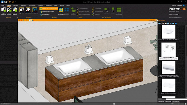 Armatur einfügen und asymmetrisch ausrichten